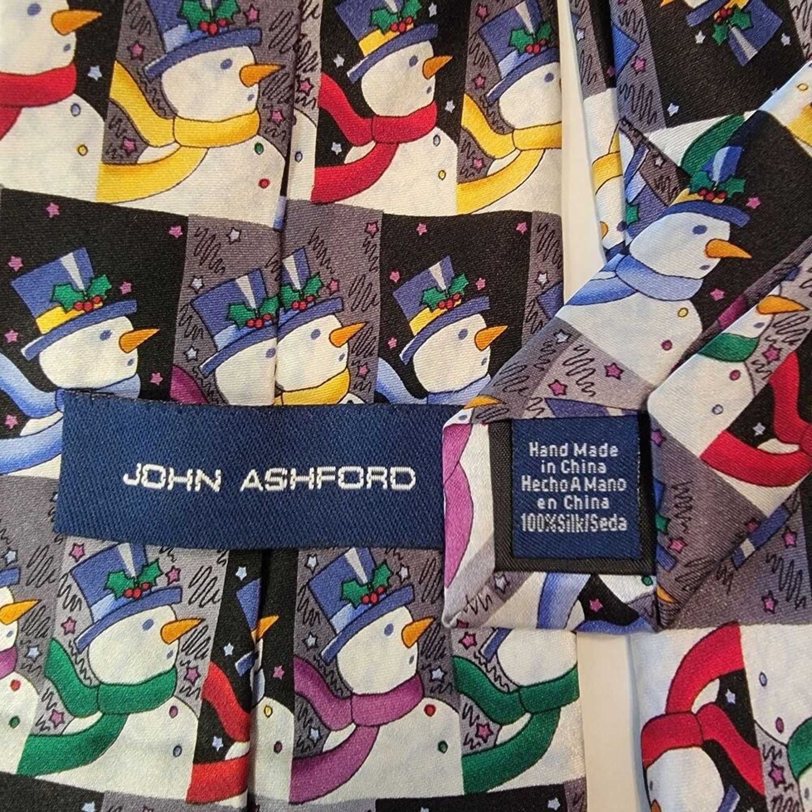 John Ashford John Ashford Christmas Tie Snowmen 100% Silk Size ONE SIZE - 4 Thumbnail