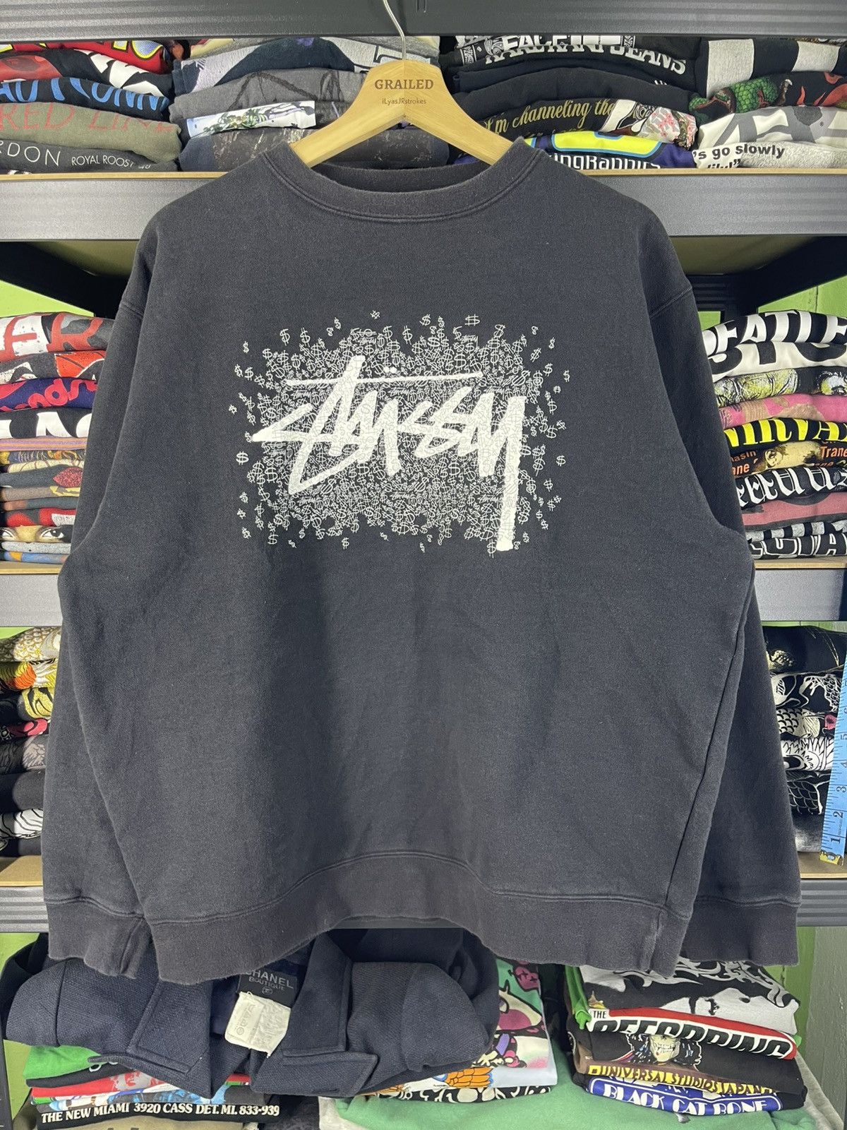 Stussy Vintage Stussy Dollar Sign Pattern Logo Sweatshirt Size US L / EU 52-54 / 3 - 1 Thumbnail