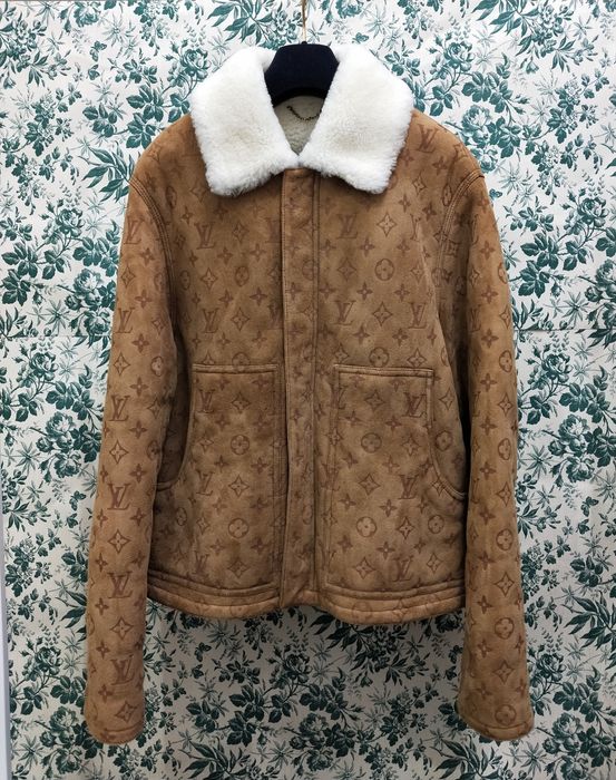 Louis Vuitton Olive Monogram Shearling Jacket