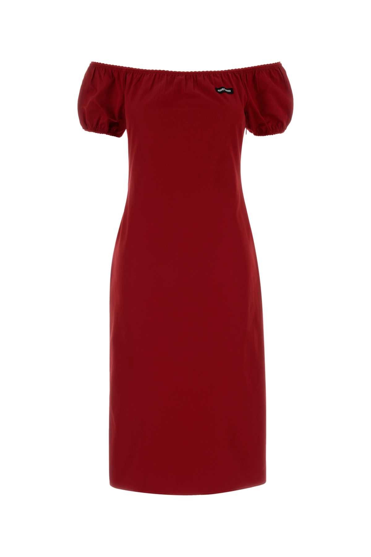 Miu Miu Red Poplin Dress Size S / US 4 / IT 40 - 1 Thumbnail