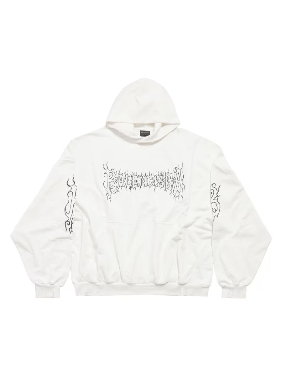 Balenciaga o1bcso1str0925 Darkwave Round Hoodie Oversized in White Size US XL / EU 56 / 4 - 1 Thumbnail