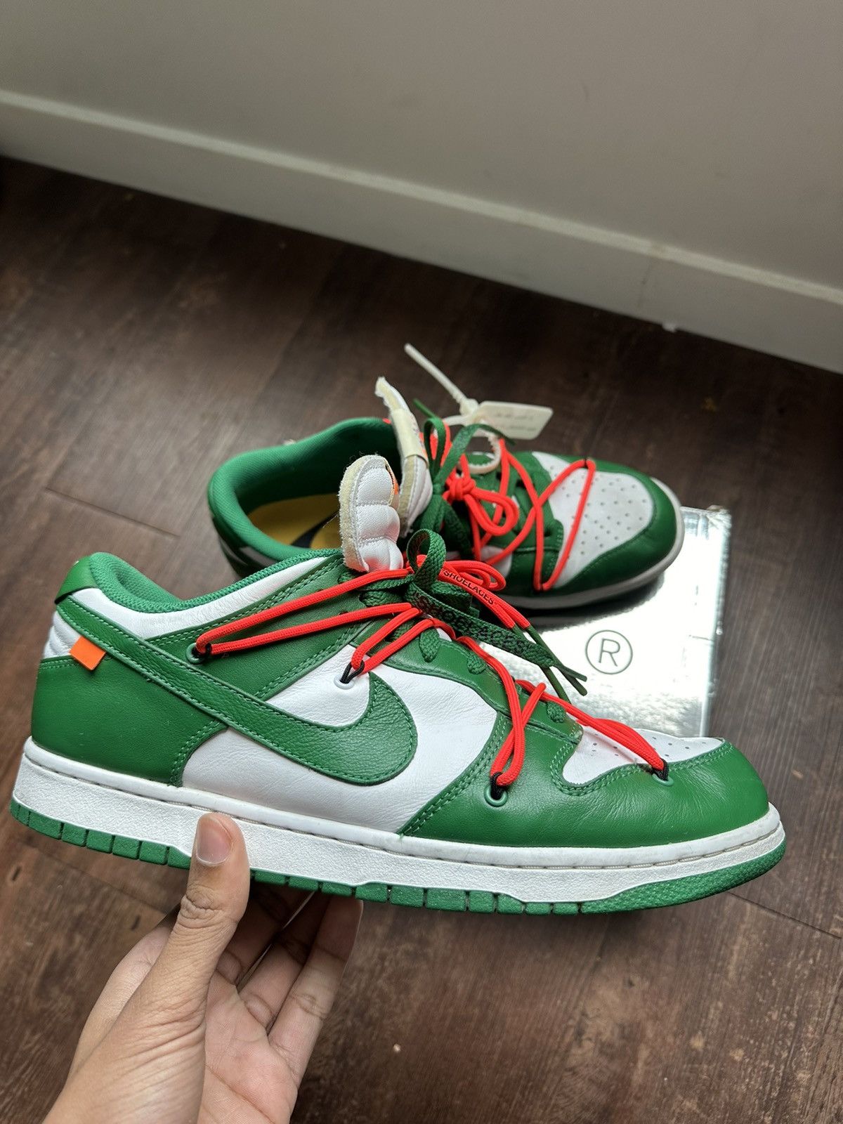 Nike × Off-White Off-White Dunks Pine Green Size US 12 / EU 45 - 4 Thumbnail