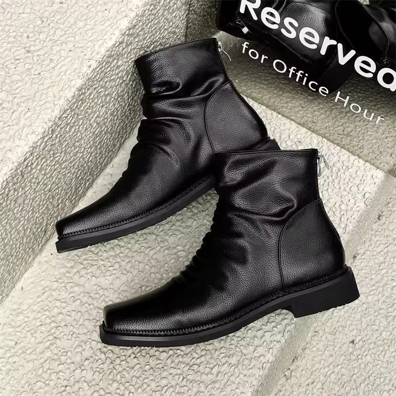Japanese Brand Black Split Leather Square Toe Side-Zip Boots Size US 11 / EU 44 - 10 Thumbnail