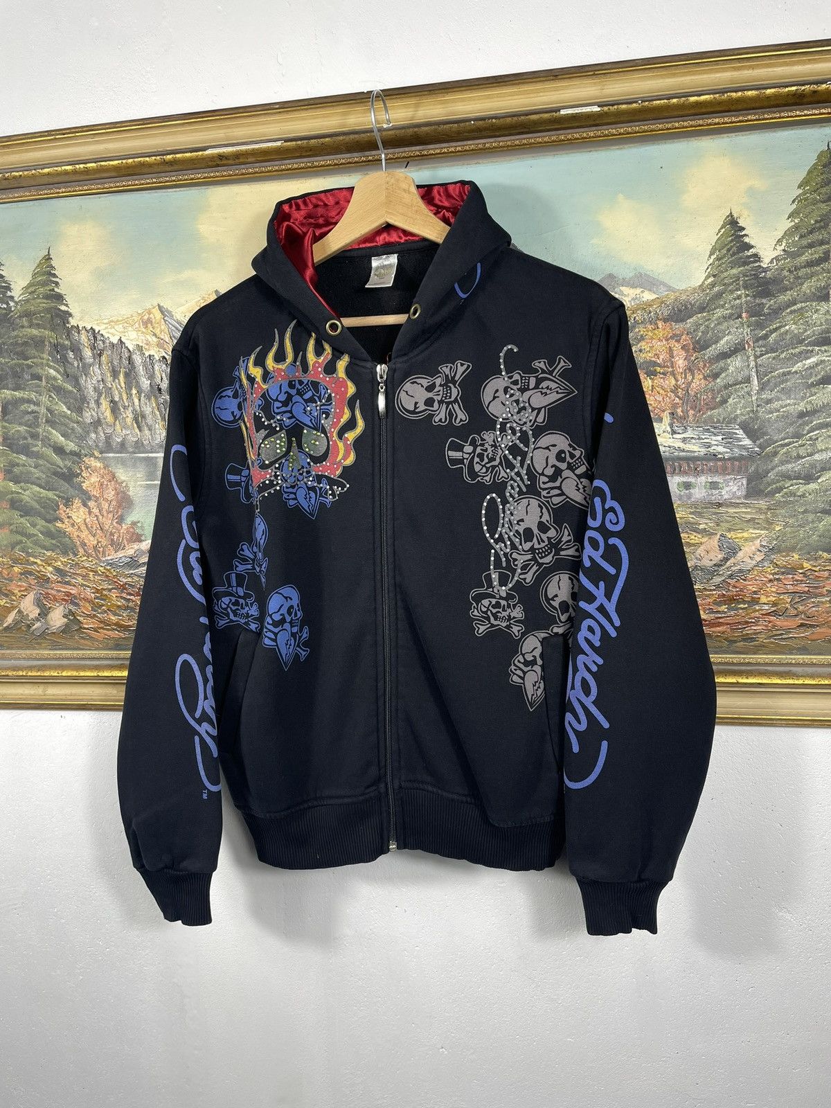 Christian Audigier Ed Hardy Retro 00s Hoodie With Crystals Affliction Grunge Size US S / EU 44-46 / 1 - 2 Thumbnail