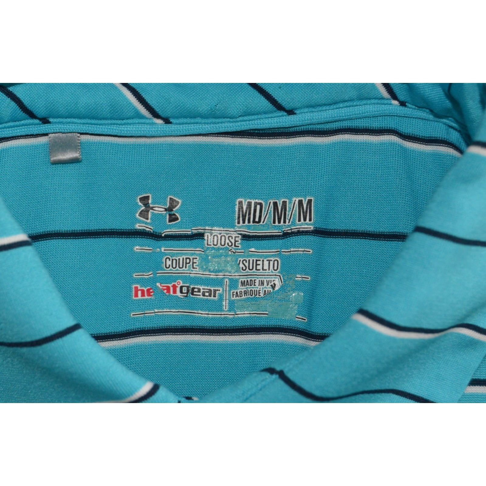 Under Armour Under Armour Polo Shirt Mens M Short Sleeve Teal Striped Polo Shirt Golf Sports Logo Breathable Lightweight Stretch Size US M / EU 48-50 / 2 - 3 Thumbnail