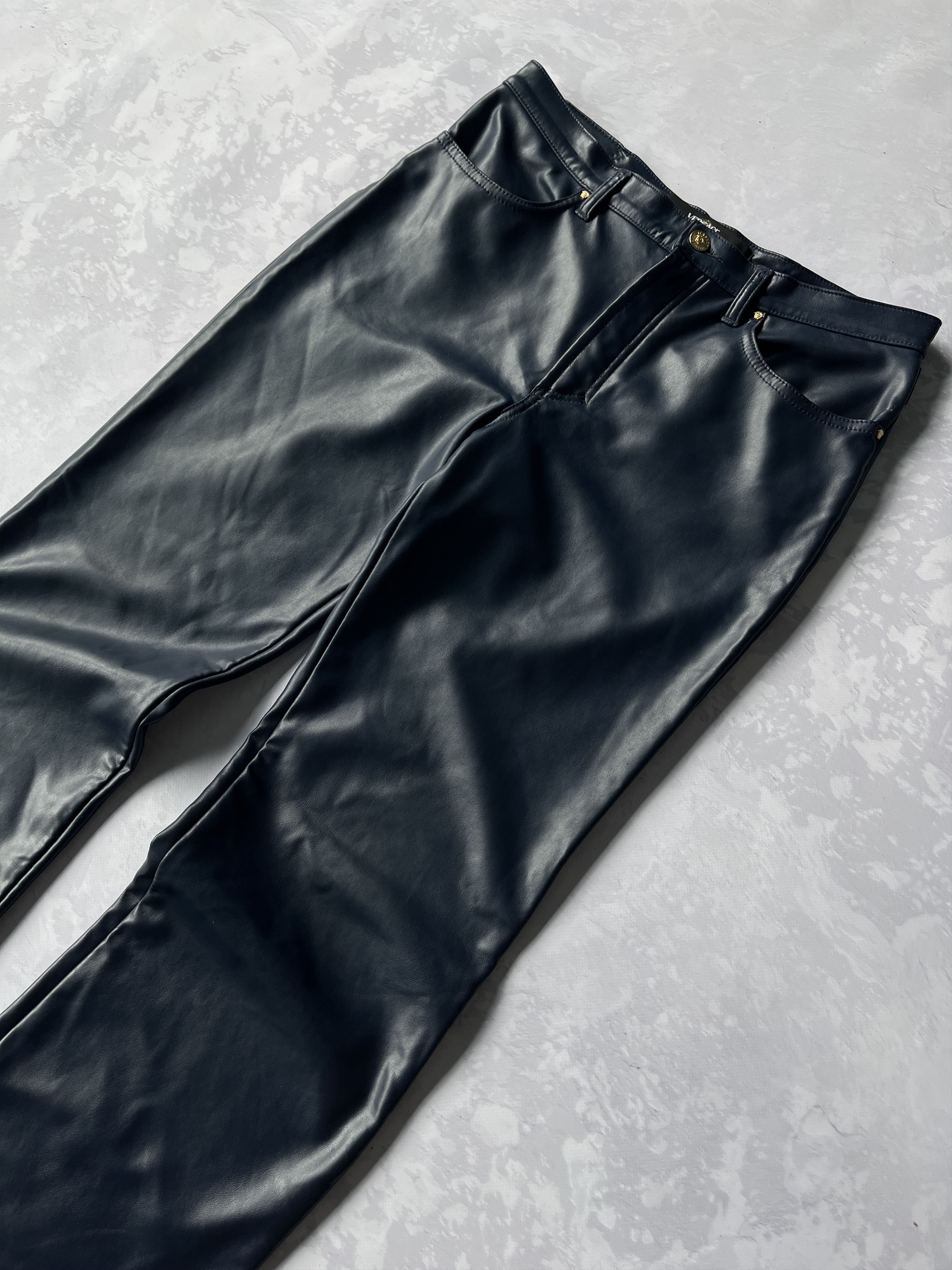 Genuine Leather × Versace × Versace Jeans Couture Vintage 00s Gianni Versace Jeans Couture Like Leather Pants Size US 32 / EU 48 - 2 Thumbnail