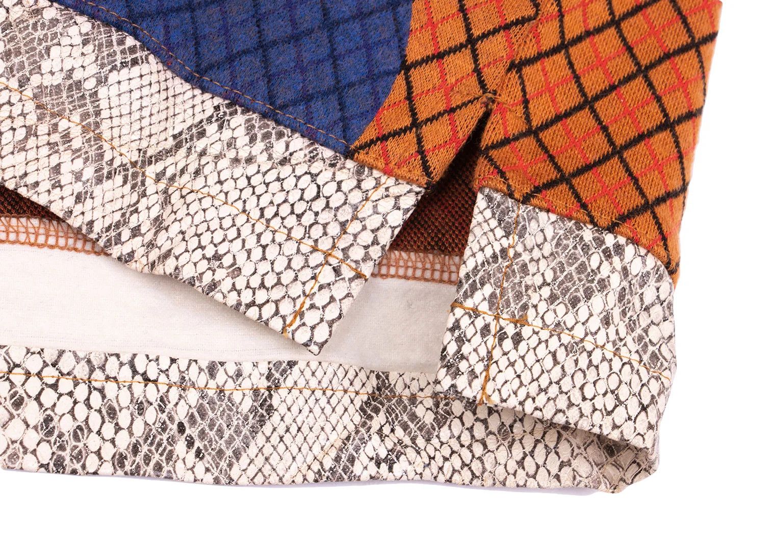 Comme des Garcons Homme Plus Python Pattern Panel Polo Shirt in Orange and Blue Size US M / EU 48-50 / 2 - 8 Thumbnail