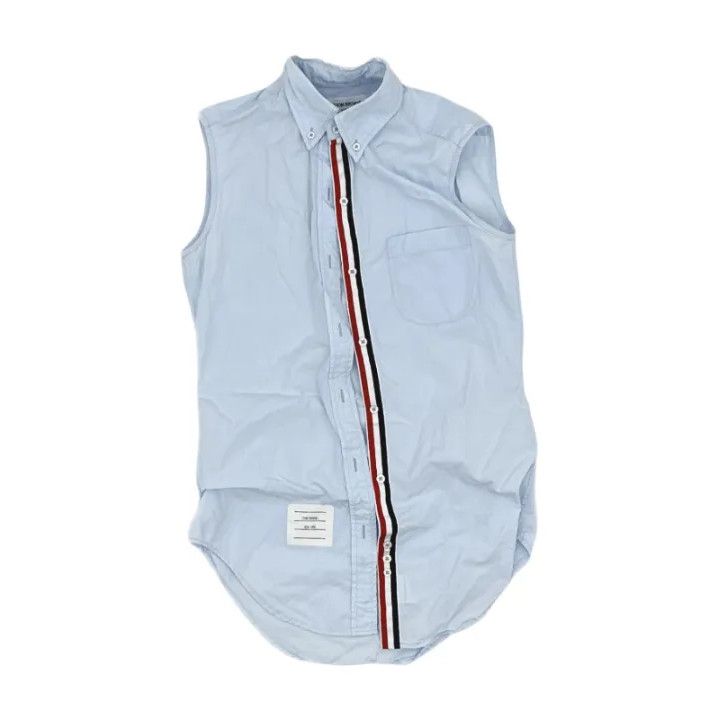 Thom Browne Thom Browne Casual Sleeveless Shirt in Blue Size US S / EU 44-46 / 1 - 1 Thumbnail