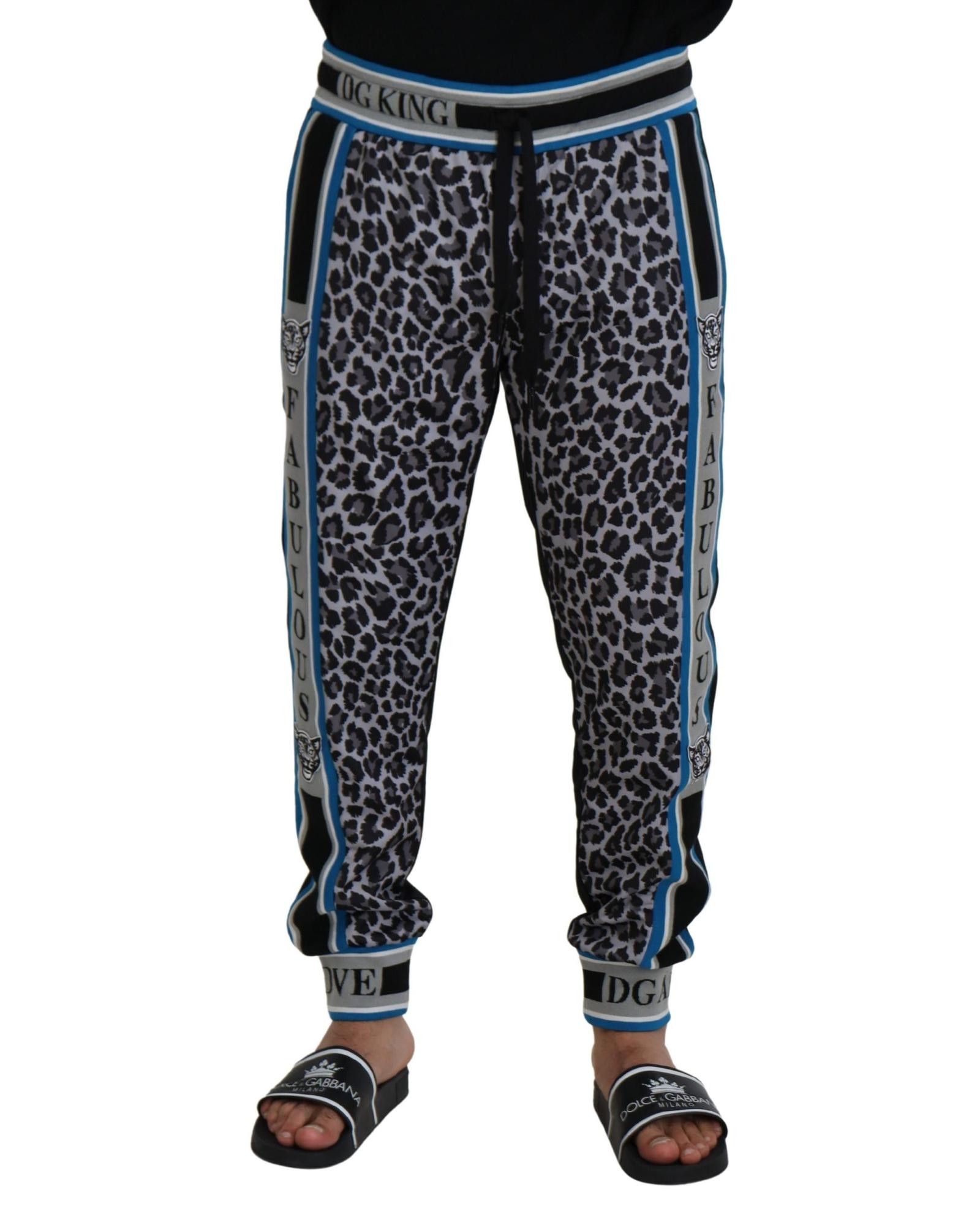 image of Dolce Gabbana Leopard Print Jogger Pants, Men's (Size 36)