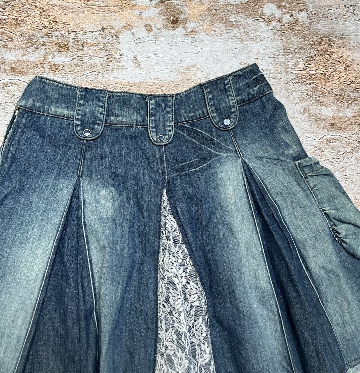Japanese Brand × Vintage Vintage denim flare cargo skirt Size 29" - 6 Thumbnail