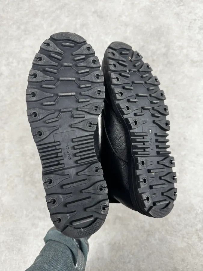 Gucci Gucci Black Leather Lace-Up Textured Cuff Boots Size US 9 / EU 42 - 7 Thumbnail