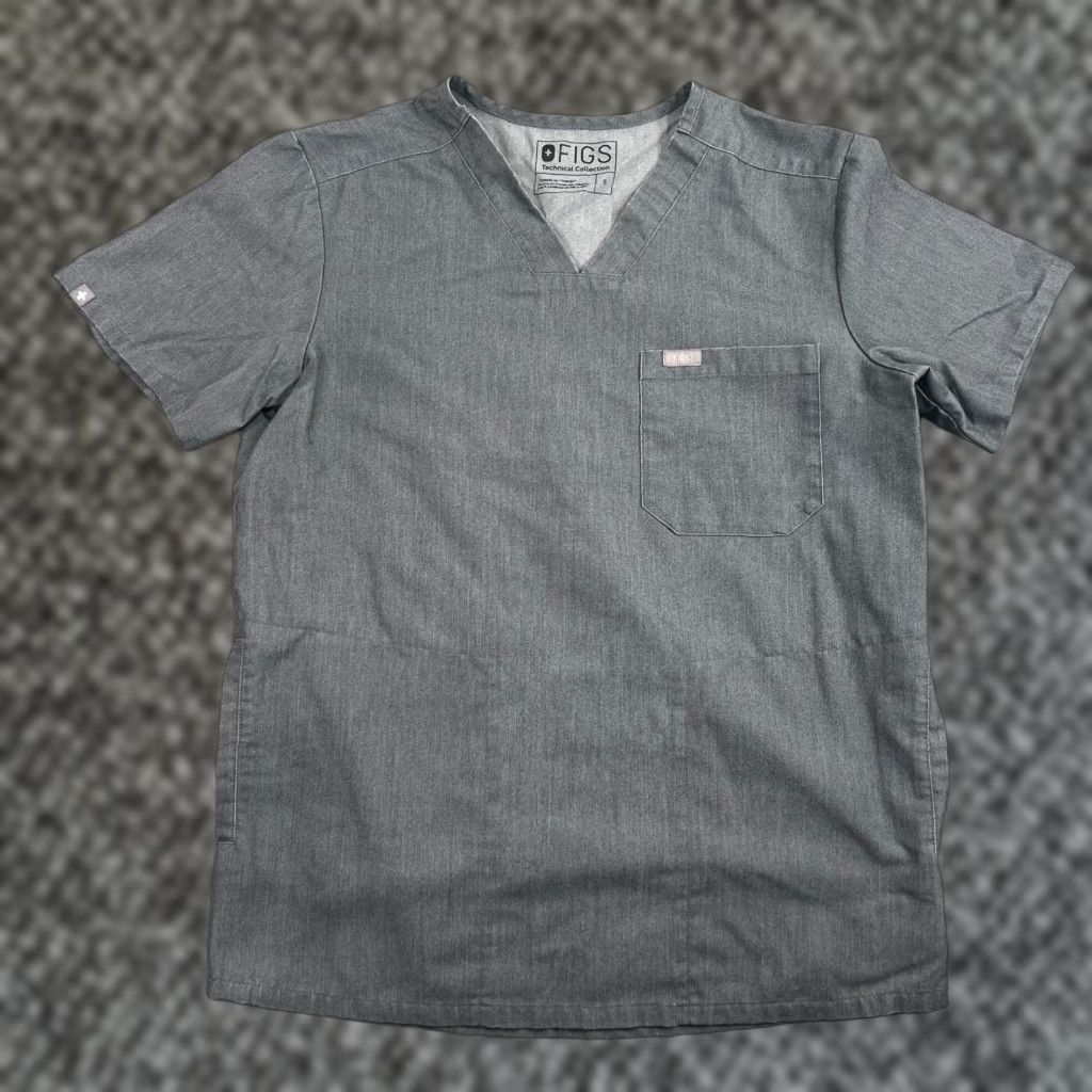 Vintage FIGS Technical Collection Women’s Gray Scrub Top Shirt Sz Small V-Neck Medical Size S / US 4 / IT 40 - 1 Thumbnail