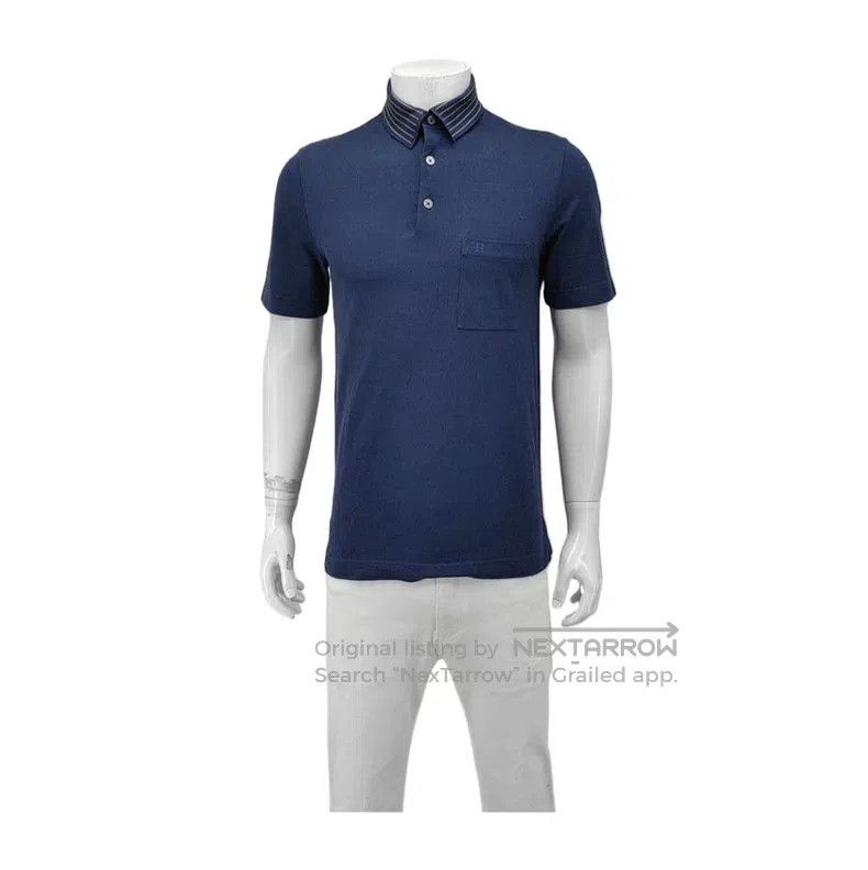 Hermes Hermes Summer Deep Blue Cotton Men's Short Sleeve Polo Size US S / EU 44-46 / 1 - 1 Thumbnail