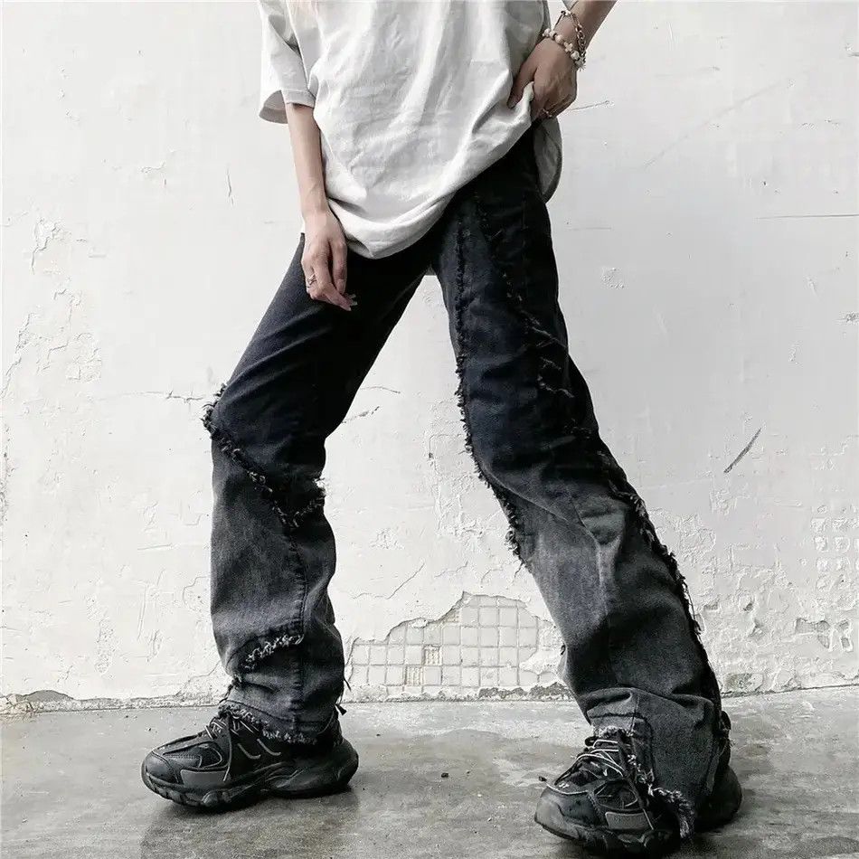 Japanese Brand × Jean Retro Y2K Ripped Jeans Wide Leg Straight Retro Size US 32 / EU 48 - 4 Thumbnail