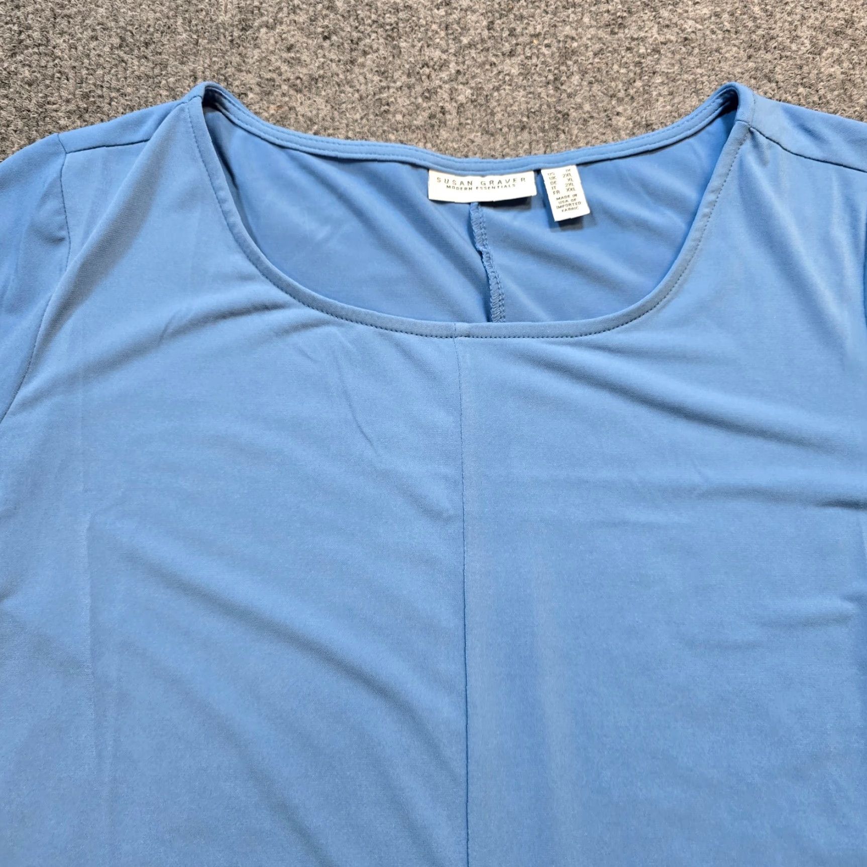 Vintage Susan Graver Top Women 1X Blue Round Neck Stretch No Iron Basic Minimal Casual Shirt Womens 1X Blue Round Neck Stretch Classic Casual Modern Size XL / US 12-14 / IT 48-50 - 2 Thumbnail