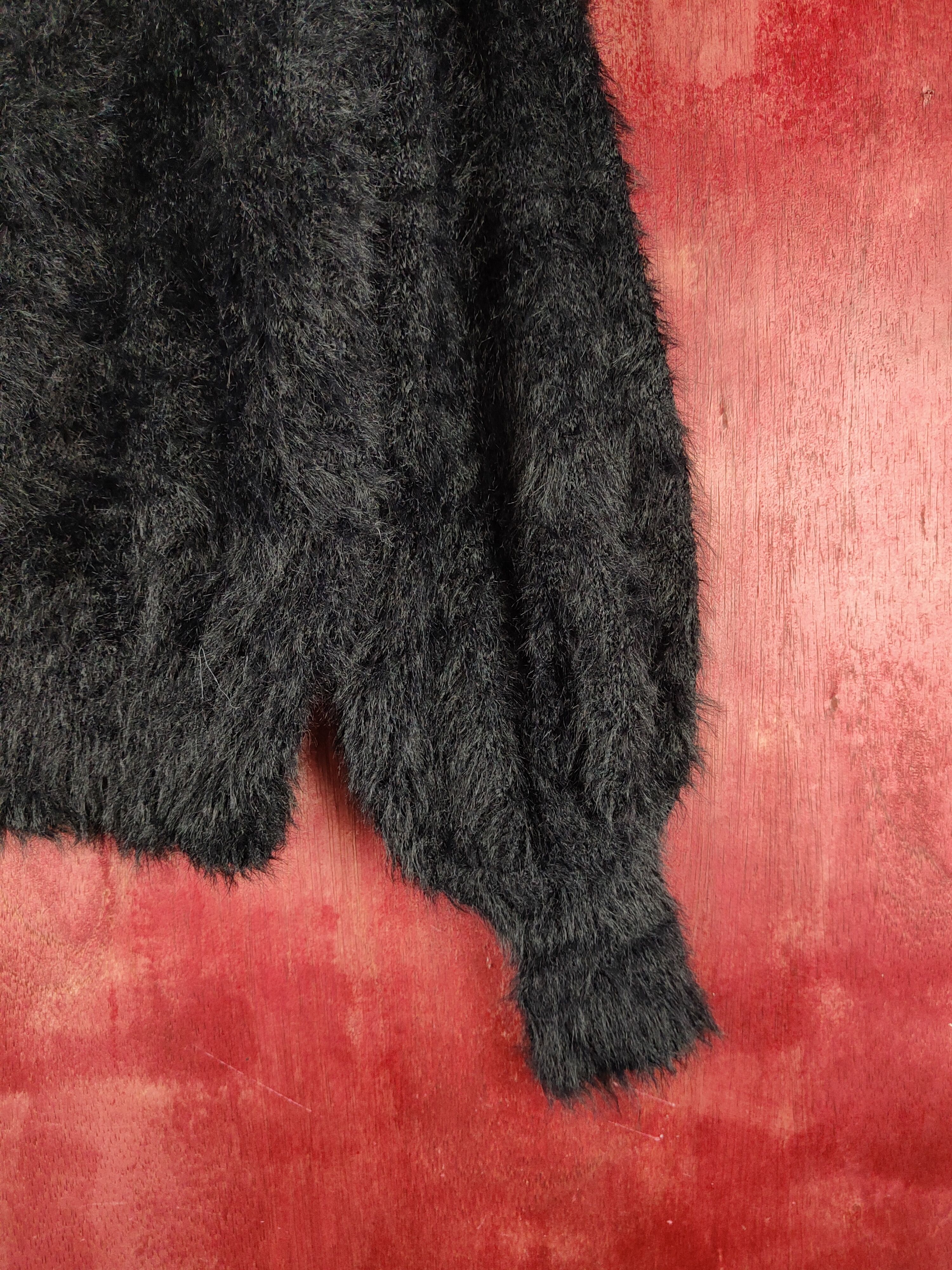 Aran Isles Knitwear Browny Black Shag Shaggy Fur Mohair Knitwear #S1972 Size S / US 4 / IT 40 - 6 Thumbnail
