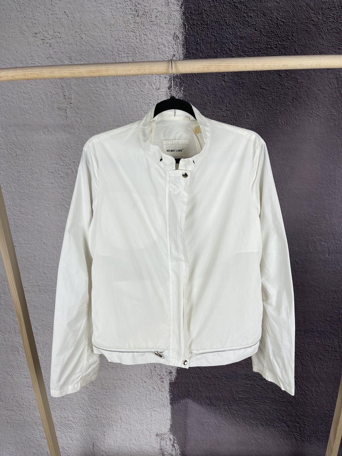 Other Helmut Lang 2000 Resinated Cotton Bondage Biker Jacket white Size M / US 6-8 / IT 42-44 - 1 Thumbnail