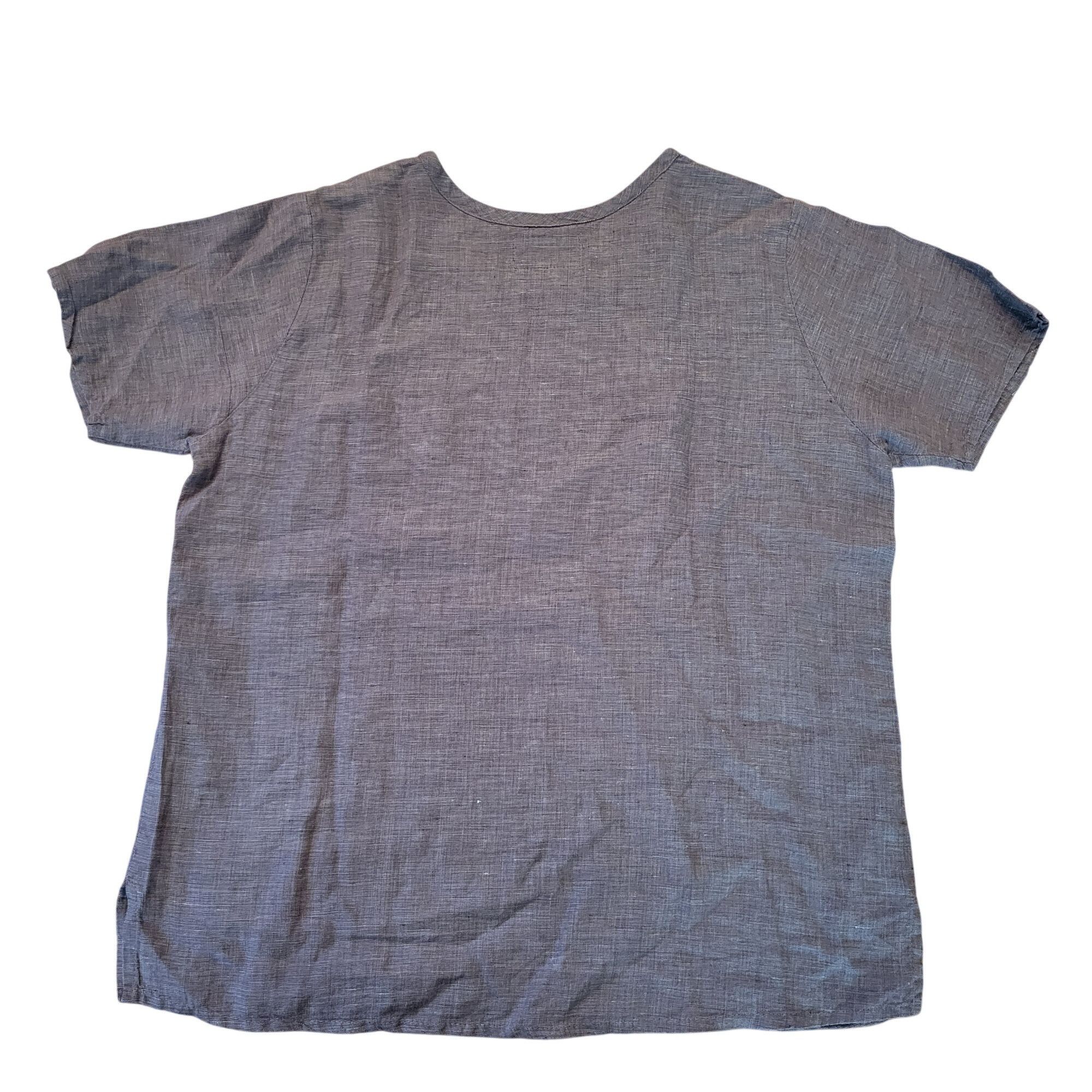 FLAX Flax Jeanne Engelhart M Brown Linen Short Sleeve Top Lagenlo Size M / US 6-8 / IT 42-44 - 1 Thumbnail
