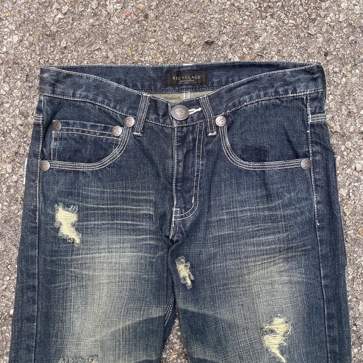 Kapital Japanese Distressed Denim Patchwork Jeans Recyclage Low Rise Size US 28 / EU 44 - 4 Thumbnail