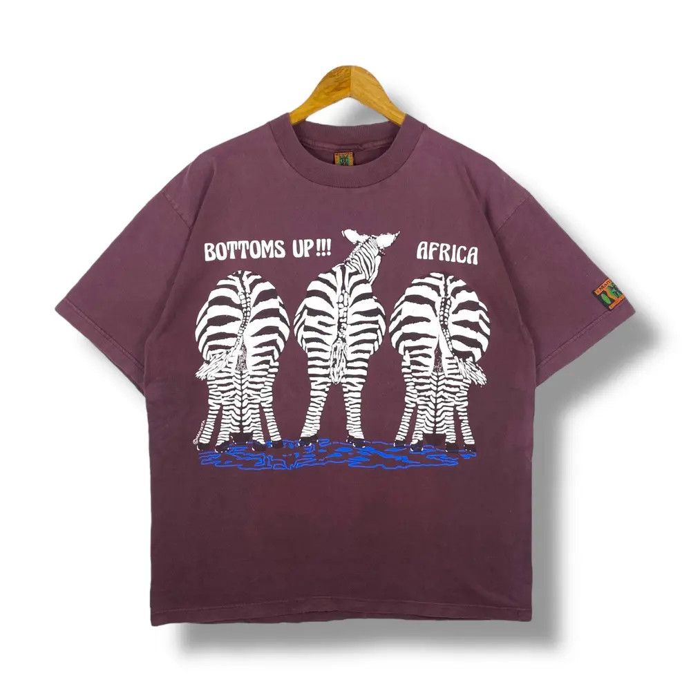 Vintage Vintage 90's MANYATTA Bottoms Up Africa Graphic Tee Shirt Size US L / EU 52-54 / 3 - 1 Thumbnail