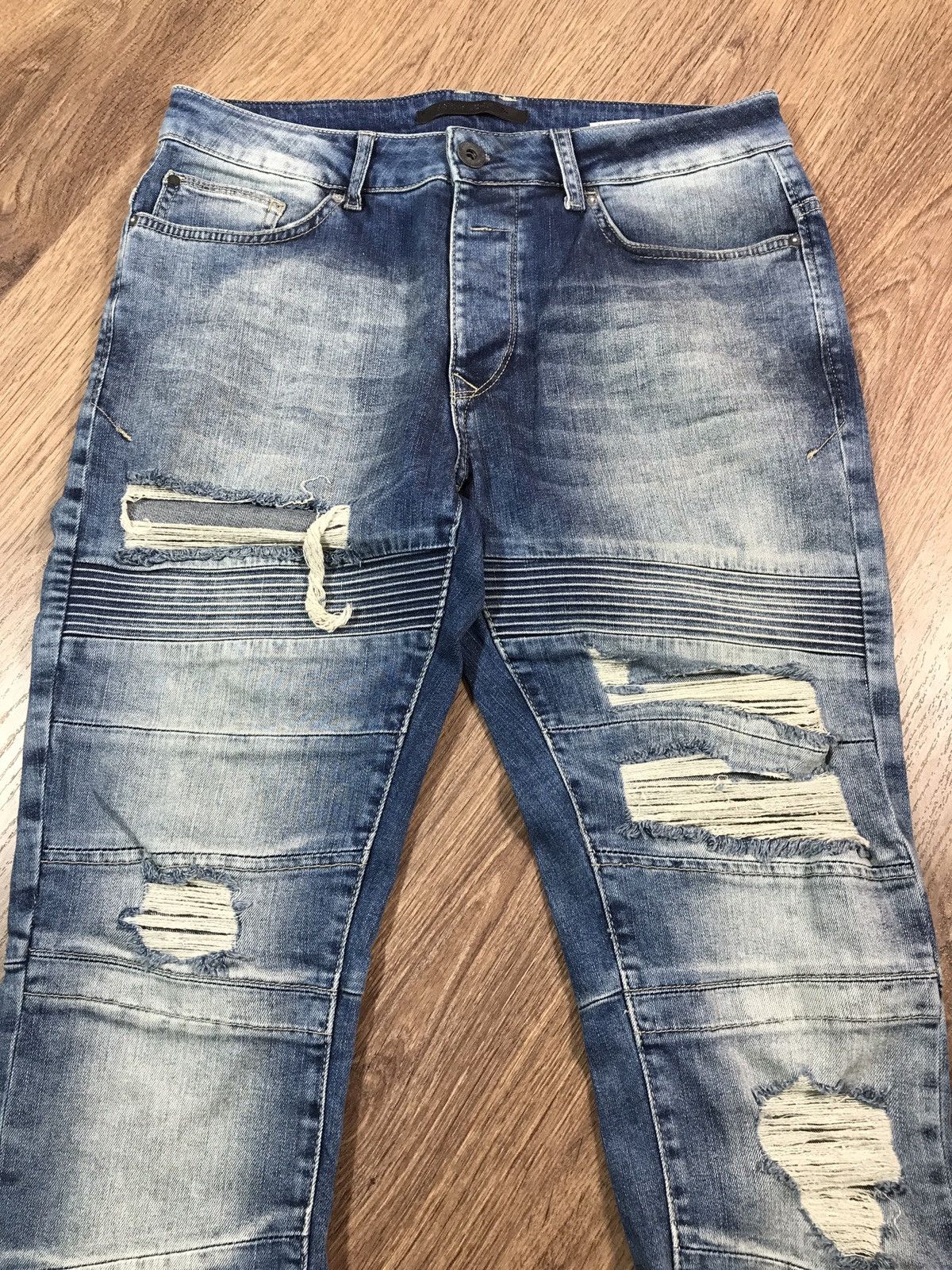 Designer × Vintage Ashes To DVST Distressed Biker Denim Pants Jeans Size US 33 - 3 Thumbnail