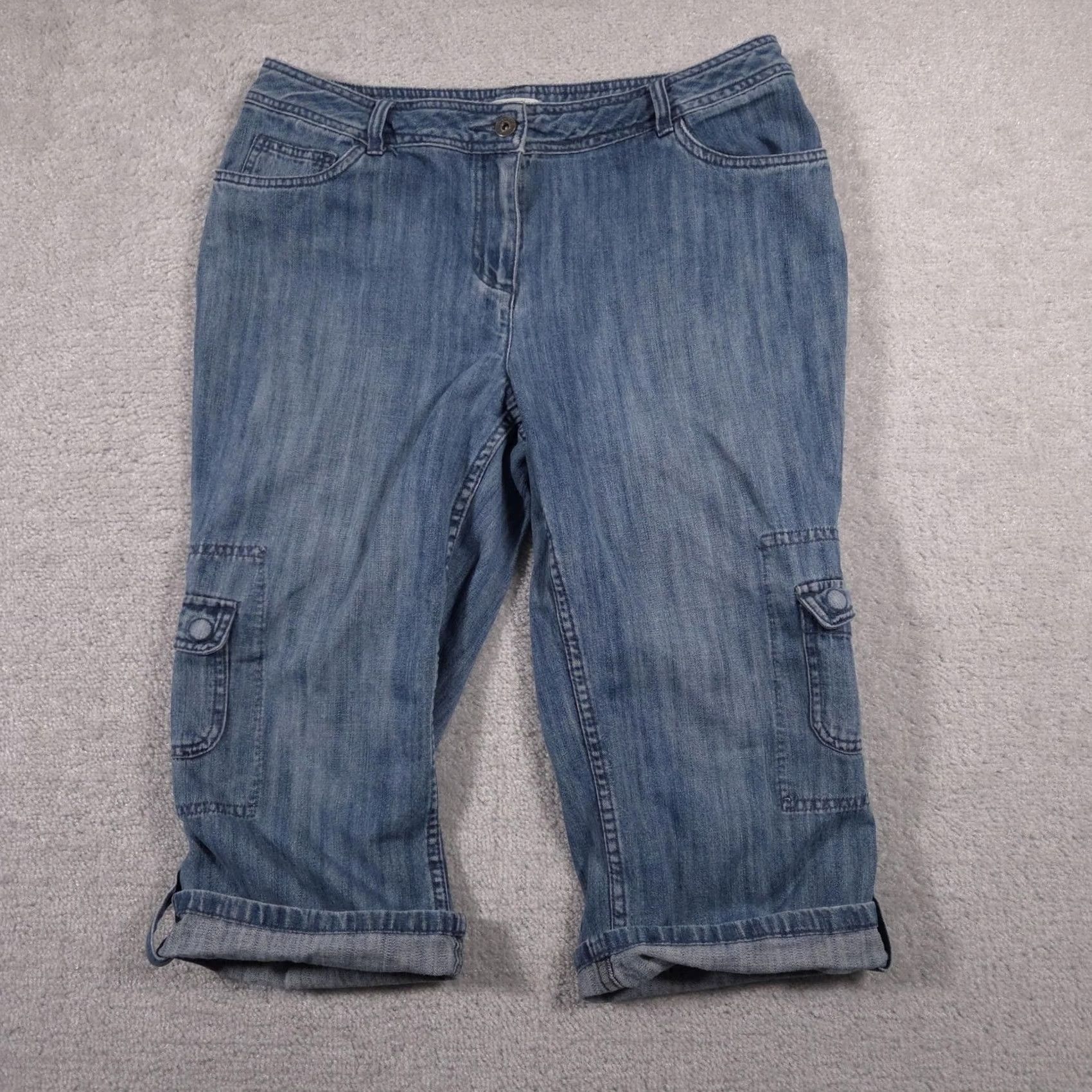 Vintage Christopher & Banks Cargo Capri Jeans Womens 12 Denim Casual Size 34" / US 12 / IT 48 - 2 Thumbnail