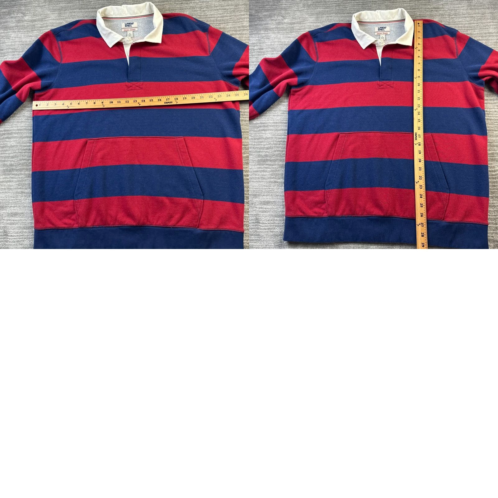 Lands' End Lands End Rugby Shirt XL Mens Blue Gray Long Sleeve Polo Sweater Striped Button Logo Casual Vintage Size US XL / EU 56 / 4 - 8 Thumbnail