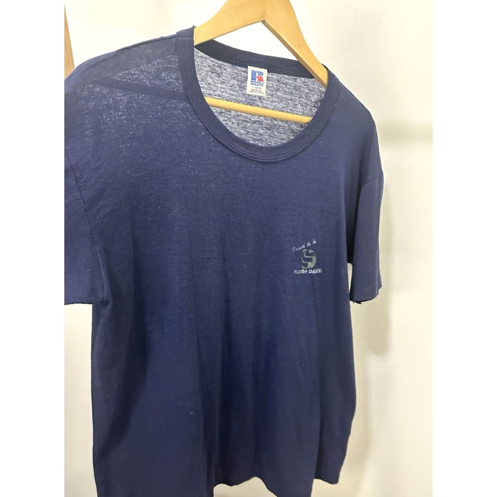Russell Athletic VTG 80s Fluor Daniel Super Paper Thin Burnout Worn Grunge Work WIP T-Shirt L Mens Blue Shirt Vintage 80s Grunge Burnout WIP Russell Athletic Size US L / EU 52-54 / 3 - 3 Thumbnail