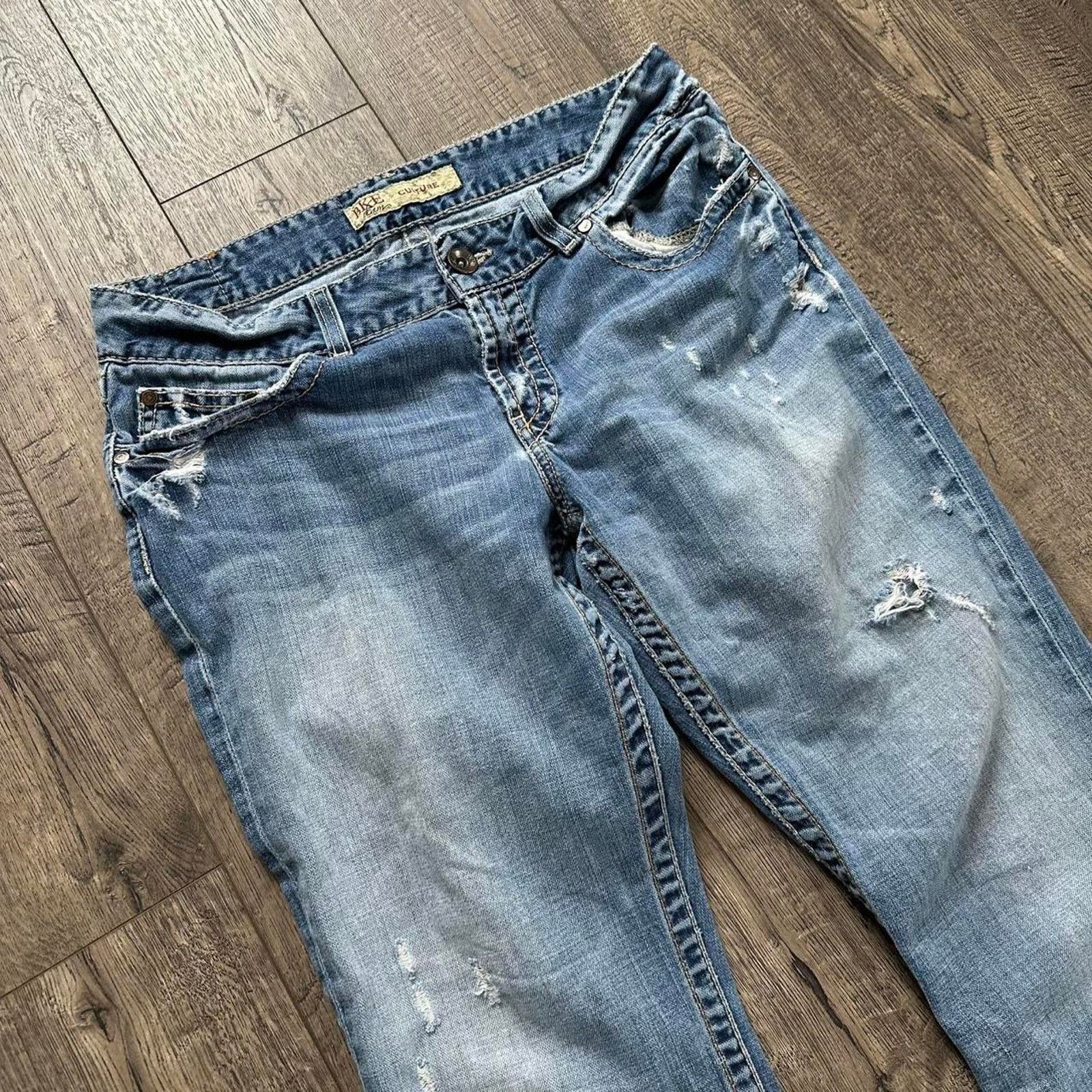 BKE × Vintage Y2K Buckle BKE Ripped Bootcut Flare Denim Jeans Pants Size 33" - 3 Thumbnail