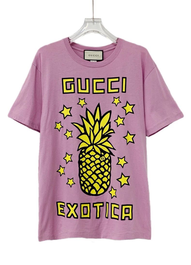 Gucci Gucci Pink pineapple print cotton round-neck short sleeves Size XXS / US 00 / IT 34 - 1 Thumbnail
