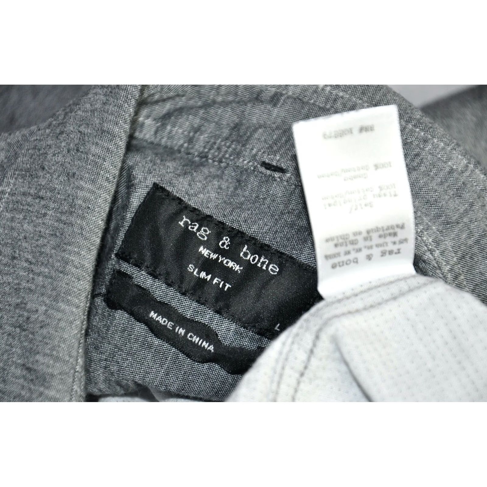 Rag & Bone rag & bone SLIM FIT Shirt Mens L Gray Chambray Cotton Button-Up Size US L / EU 52-54 / 3 - 7 Thumbnail