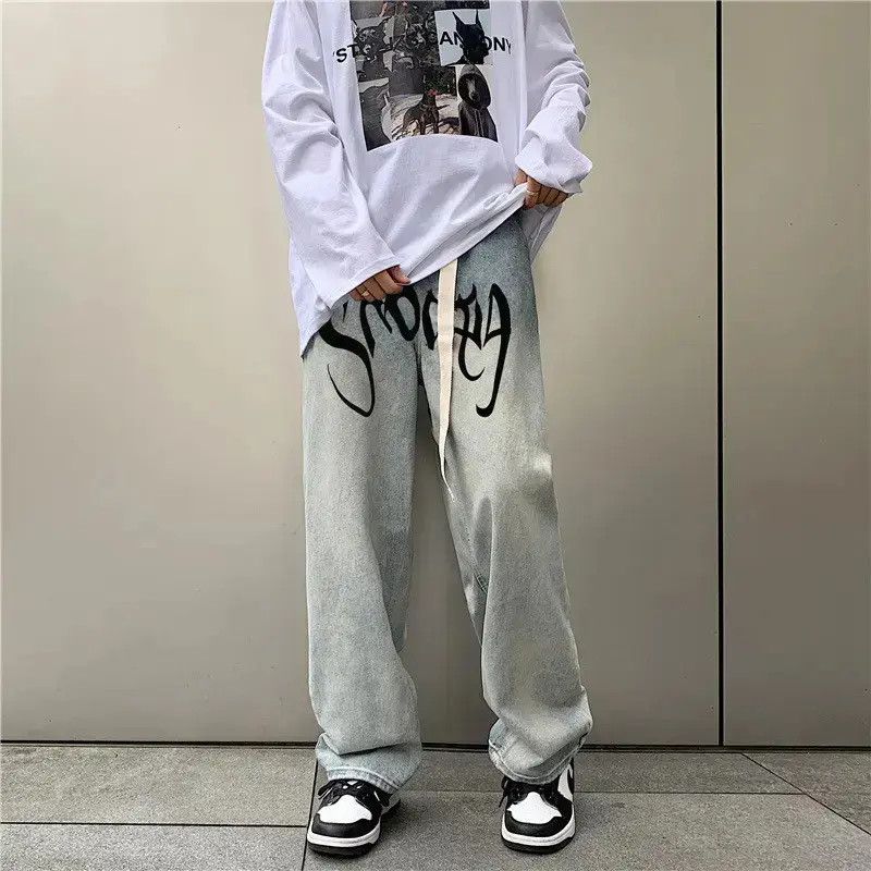 Japanese Brand Retro loose wide leg printed jeans Size US 32 / EU 48 - 1 Thumbnail