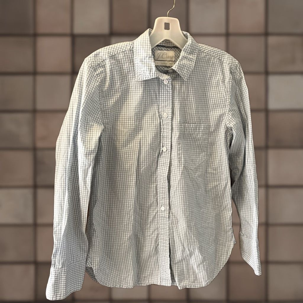 VINTAGE Women's Cotton Gingham Shirt Long Sleeve Casual