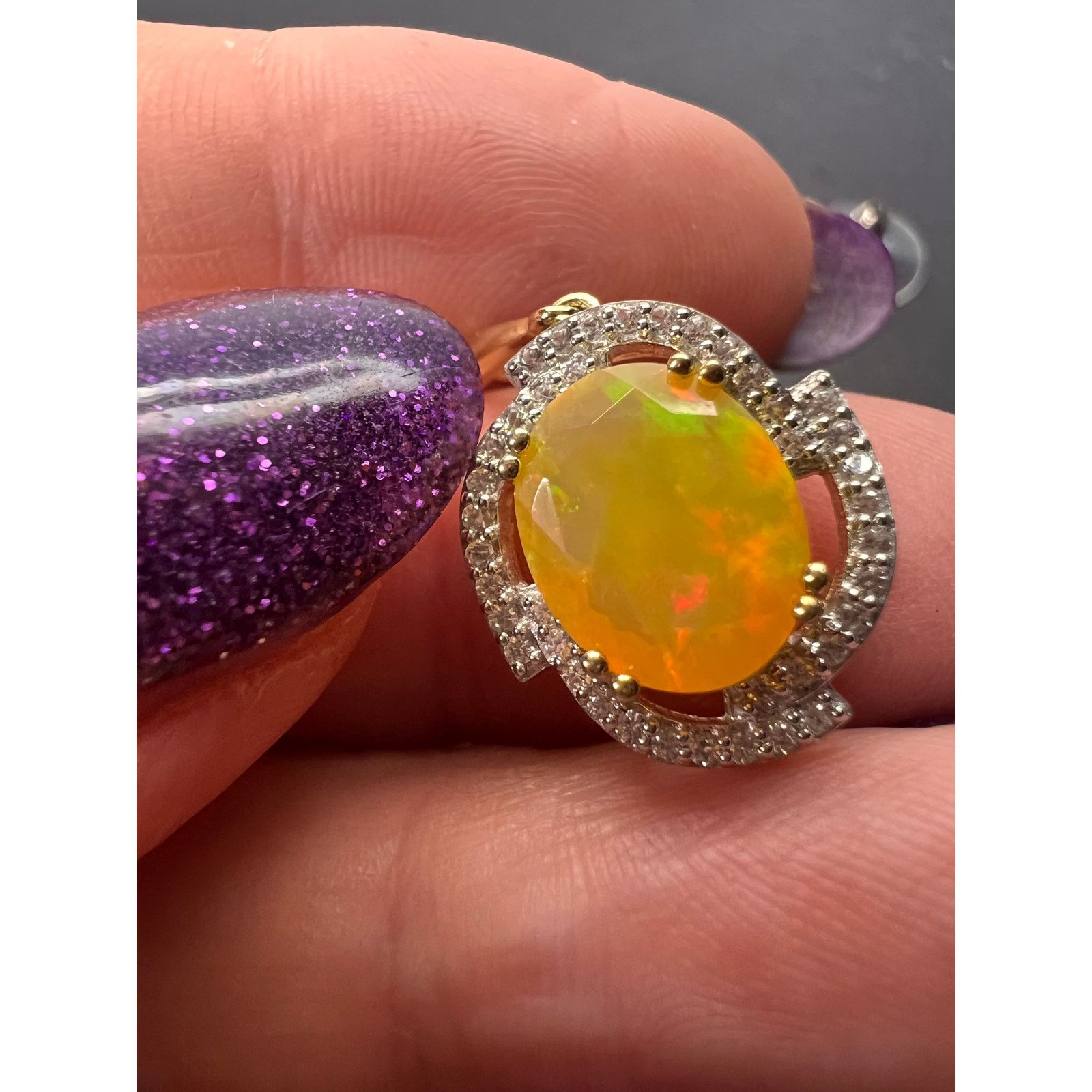 Other 10k gold Ethiopian opal and white zircon earrings Size ONE SIZE - 3 Thumbnail