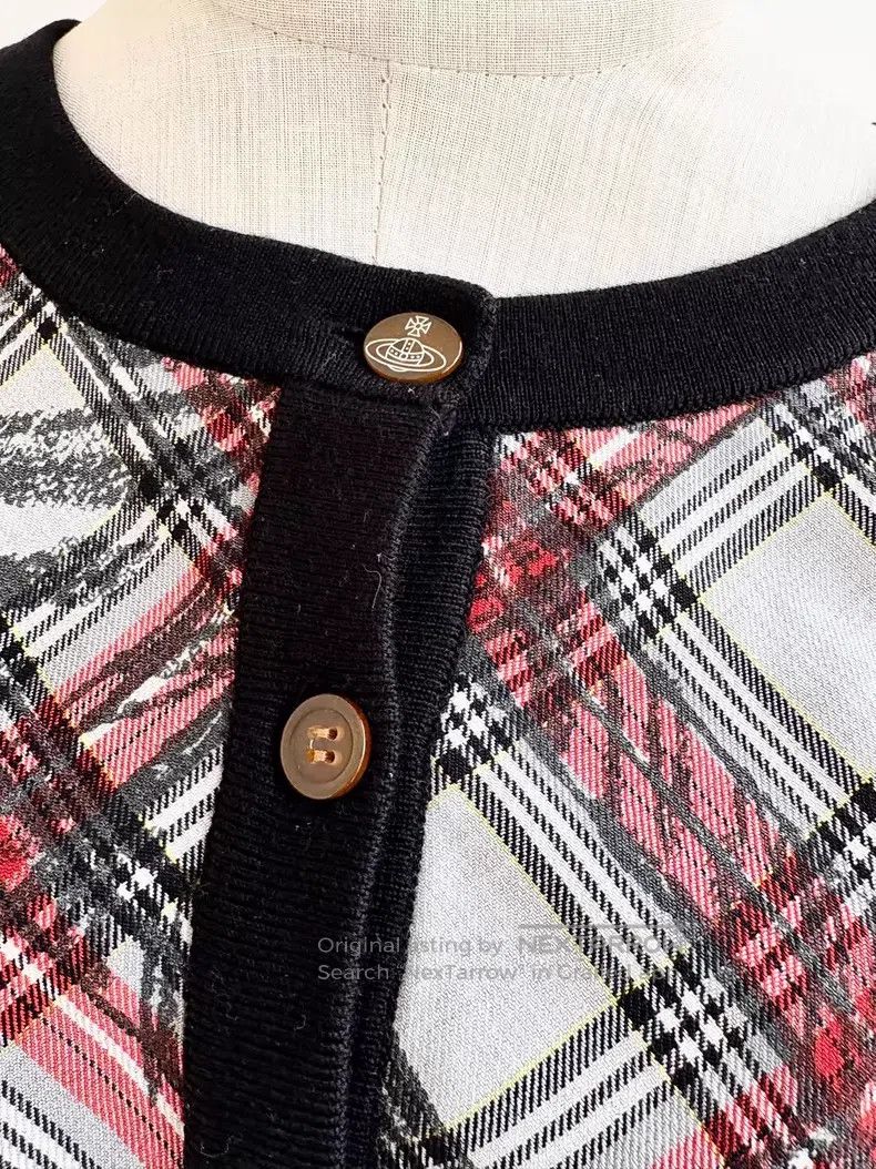 Vivienne Westwood Vivienne Westwood Gray and Red Plaid Graffiti Knit Open Ca Size M / US 6-8 / IT 42-44 - 3 Thumbnail