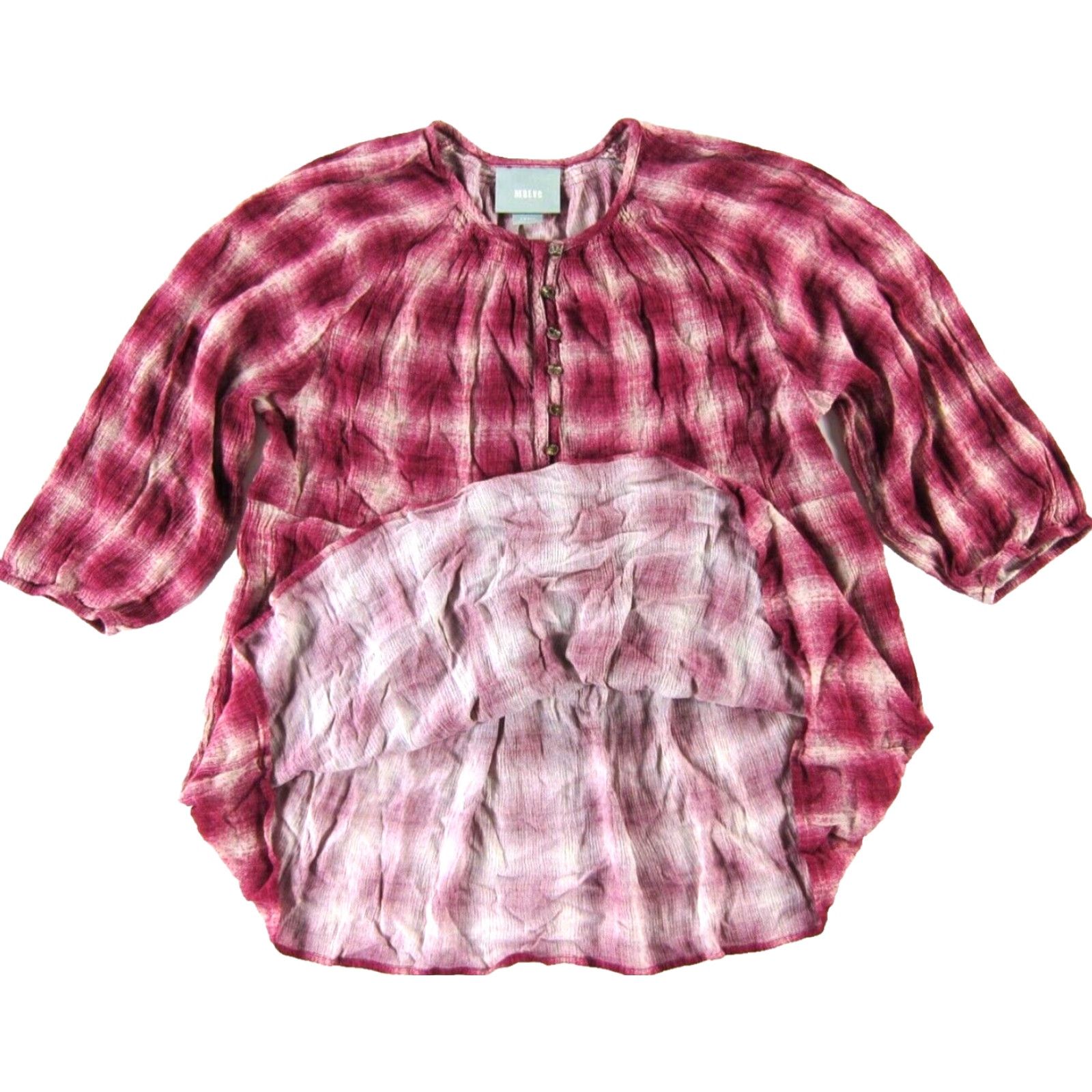 Vintage Maeve Anthropologie Pink Blouse 3/4 Sleeve Tunic Peasant Button Rayon Small Size S / US 4 / IT 40 - 5 Thumbnail
