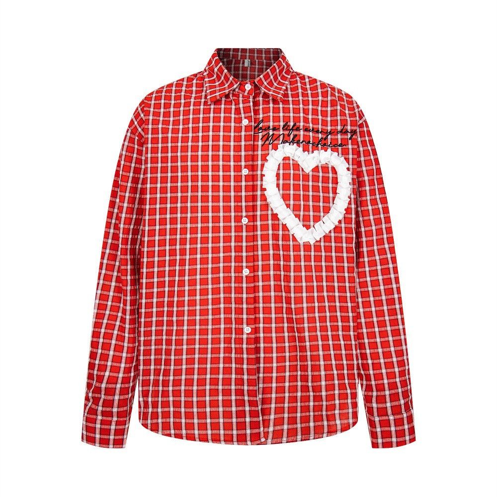Vintage Men's trendy heart-shaped loose plaid long-sleeved shirt Size US M / EU 48-50 / 2 - 1 Thumbnail
