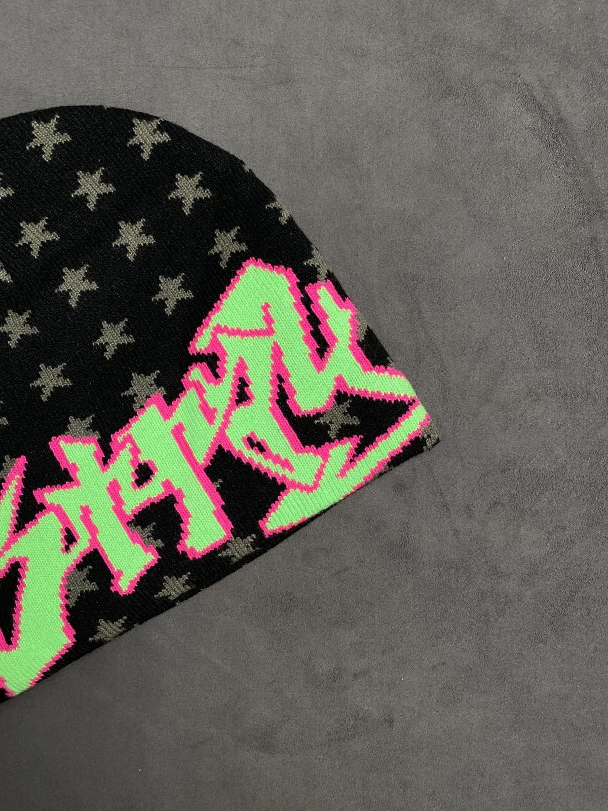 Stray Rats Rare Stray Rats Grafflection Stars Skully No Cuff Beanie BLK Size ONE SIZE - 3 Thumbnail