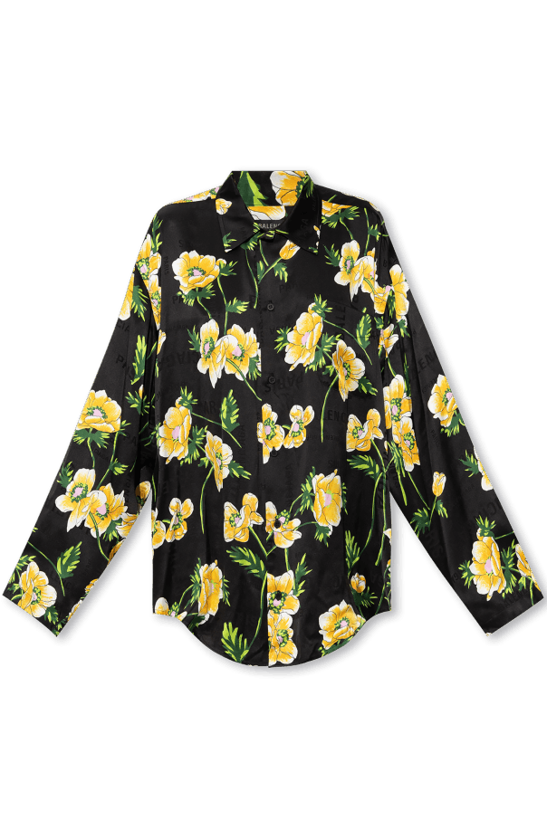 Balenciaga o1mt1gz0924 Floral Minimal Shirt Large Fit in Multicolor Size S / US 4 / IT 40 - 1 Thumbnail
