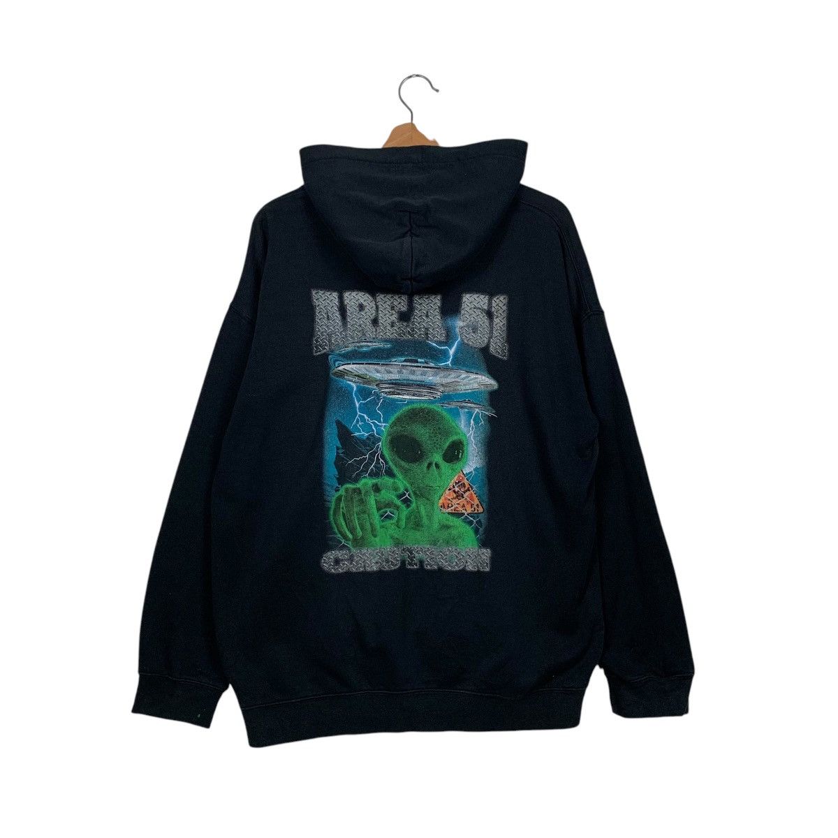 Vintage AREA 51 Alien Ufo Graphics Print Pullover Hoodies #1691-C75 Size US L / EU 52-54 / 3 - 1 Thumbnail