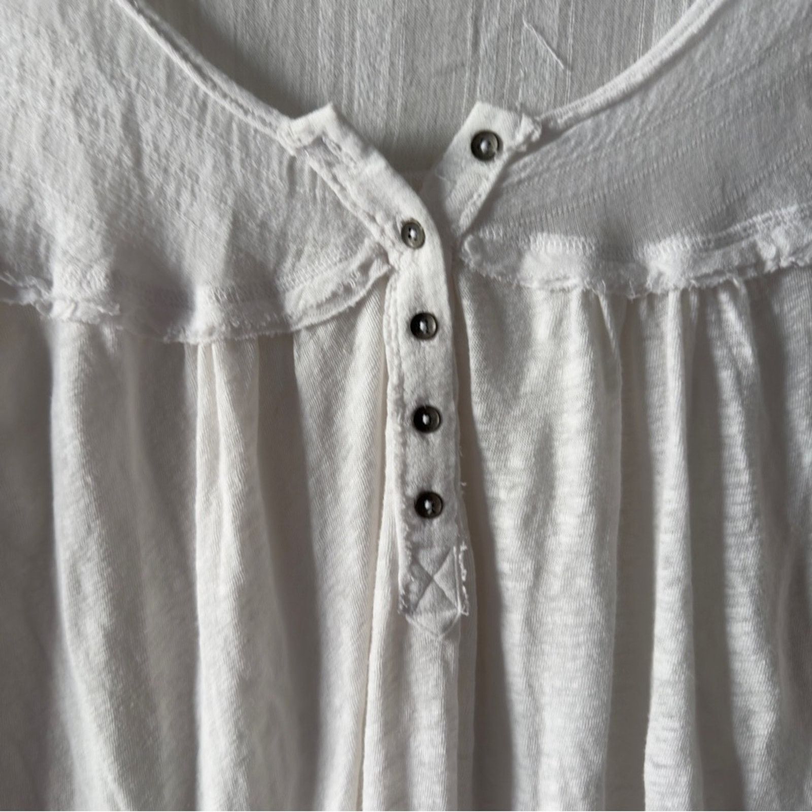 Free People Free People We the Free White Women's Henley Top Long Sleeve Size XS / US 0-2 / IT 36-38 - 7 Thumbnail