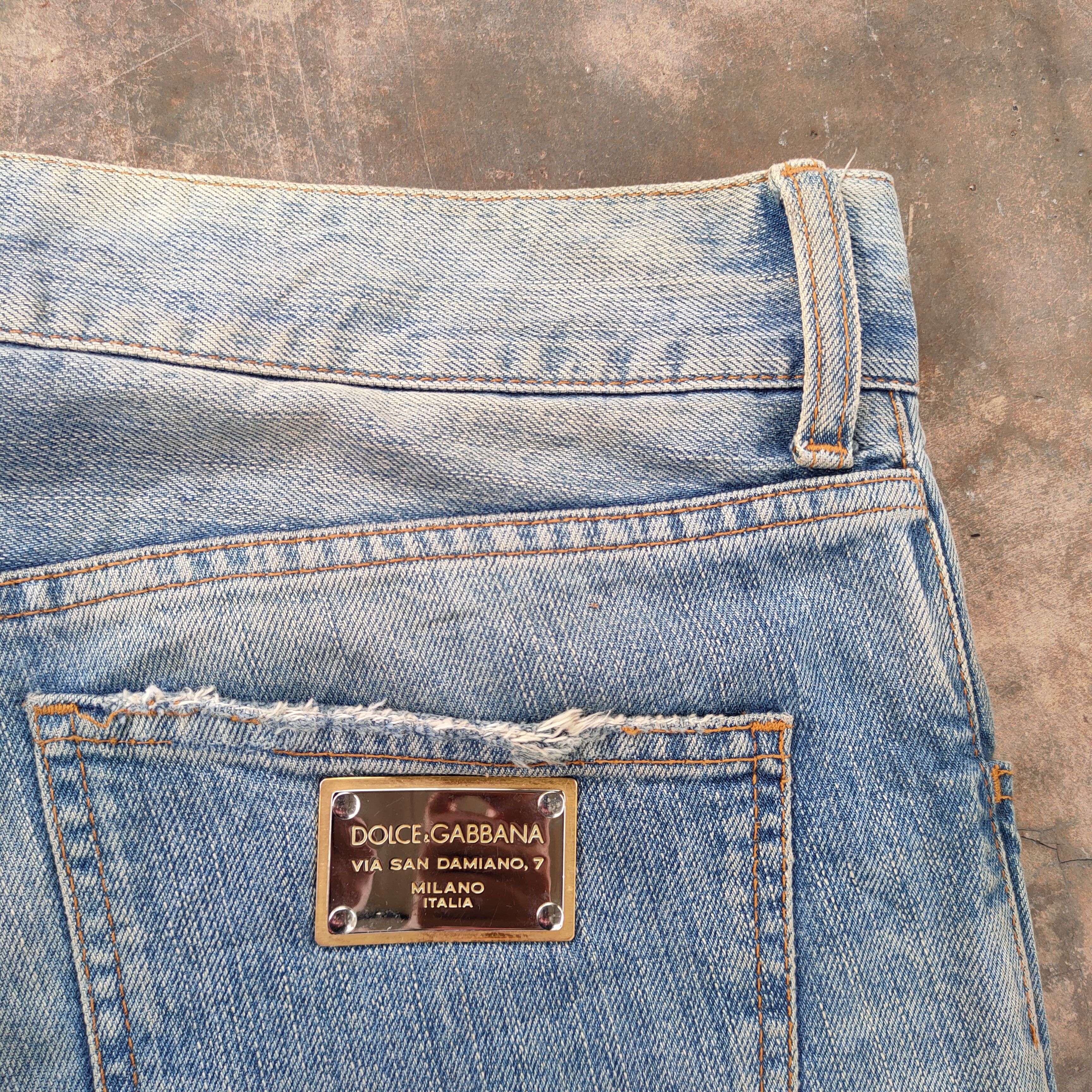 Dolce & Gabbana VINTAGE DOLCE & GABBANA RIPPED FADED DENIM JEANS PANTS Size US 37 - 18 Thumbnail