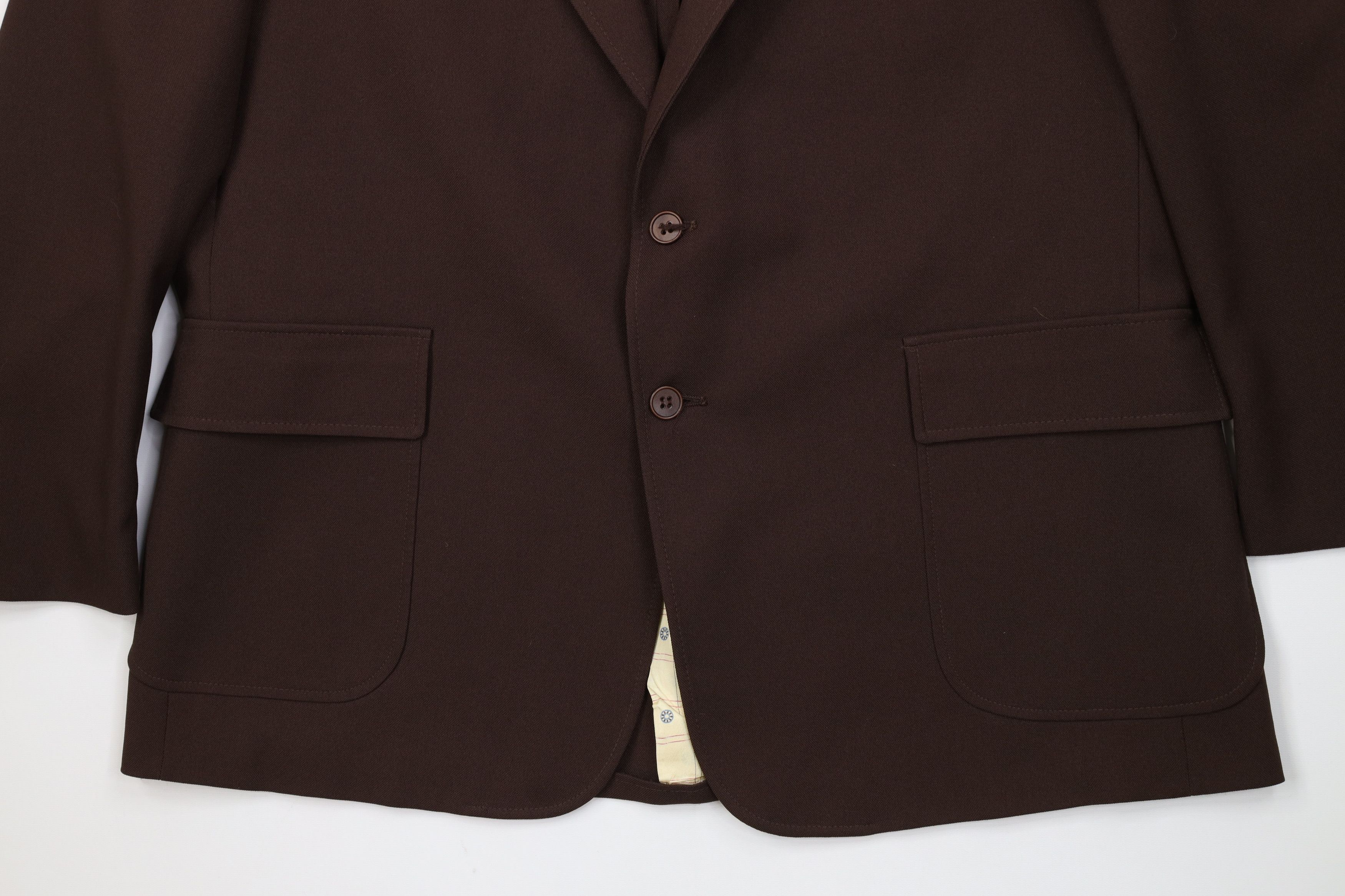 Vintage Vintage 70s 2 Piece Knit Suit Wedding Brown Size 48R - 5 Thumbnail
