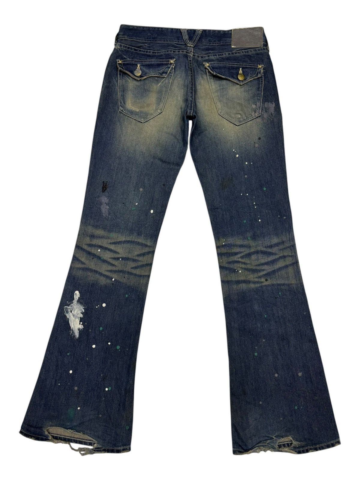 If Six Was Nine Flare Jeans Vanquish Paint Splatter Distressed Denim Size 32" / US 10 / IT 46 - 8 Thumbnail