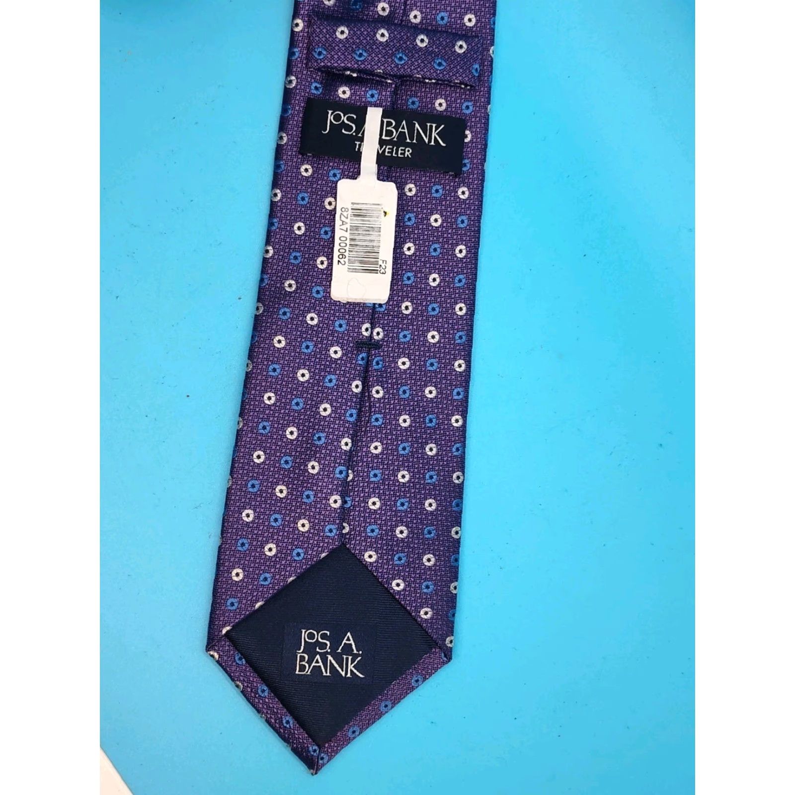 Jos. A. Bank Jos A. Bank Necktie 100% Silk Medallion Purple Blue White Multicolor Designer Men One Size Size ONE SIZE - 2 Thumbnail