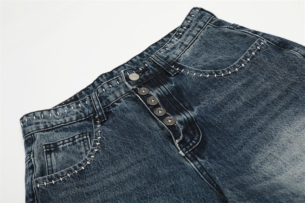 Jean Men's American high street loose contrast color washed jeans Size US 32 / EU 48 - 3 Thumbnail