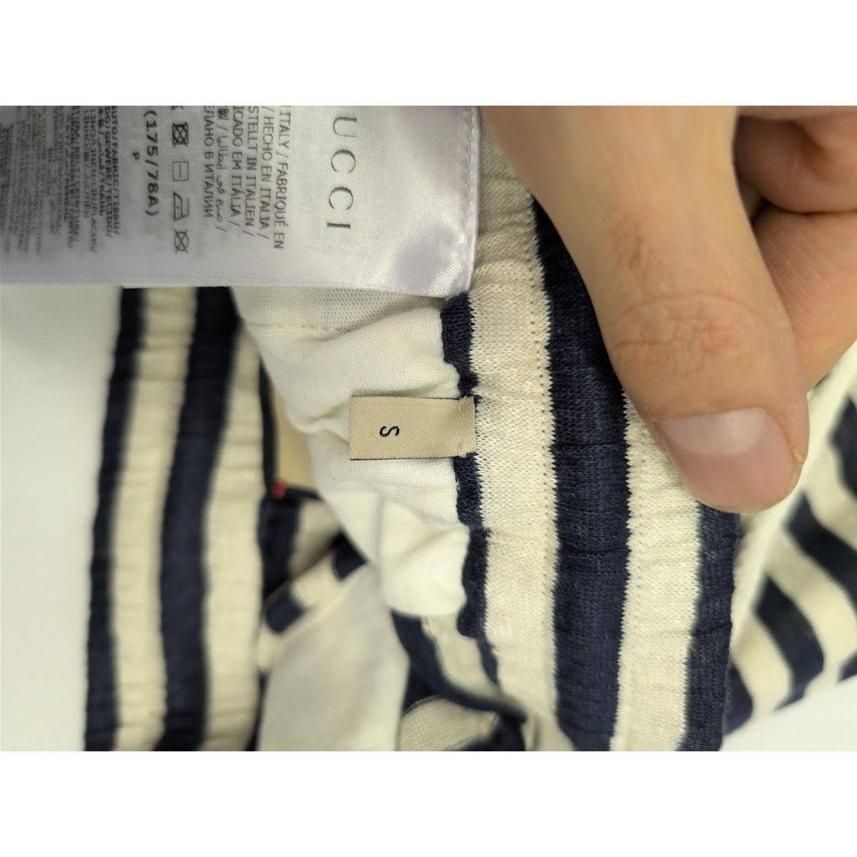 Gucci o1rshd1 Striped Linen Jersey Basket Pant in Navy/Milk Size US 30 / EU 46 - 14 Thumbnail