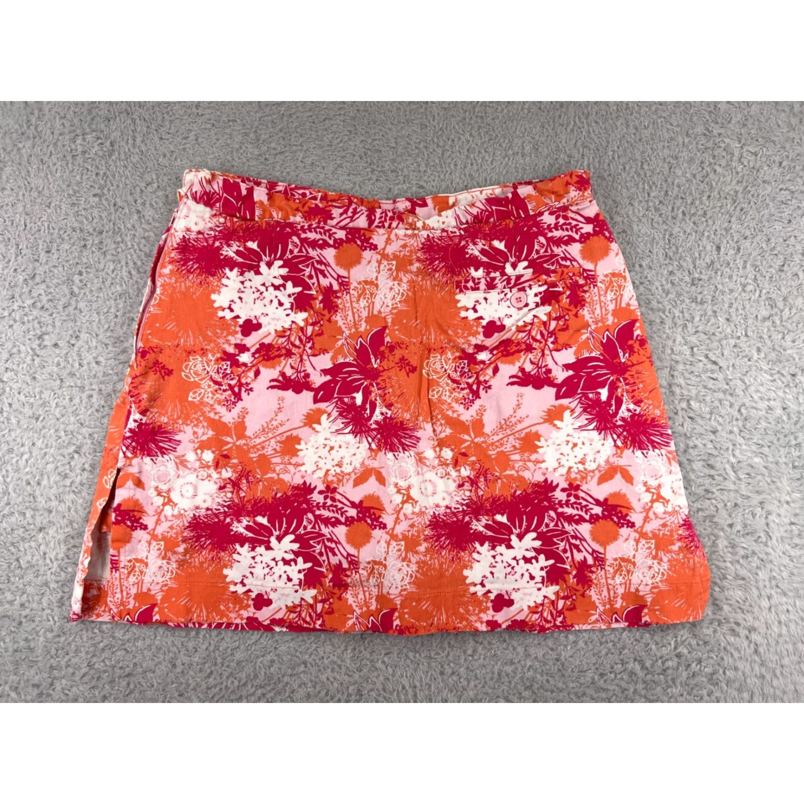 Vintage AW Golf Skirt Womens 12 Pink Floral Cotton AW Golf Womens Skirt Elastic Waistband Casual Short Mini 12 Pink Floral Sports Theme Womens Size 34" / US 12 / IT 48 - 2 Thumbnail