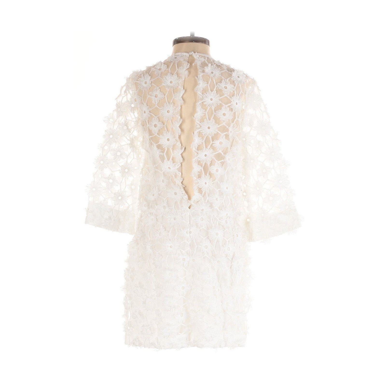 H&M H&M White Sheer Floral Mini Romper Bridal 2 Size 26" / US 2 / IT 38 - 4 Thumbnail