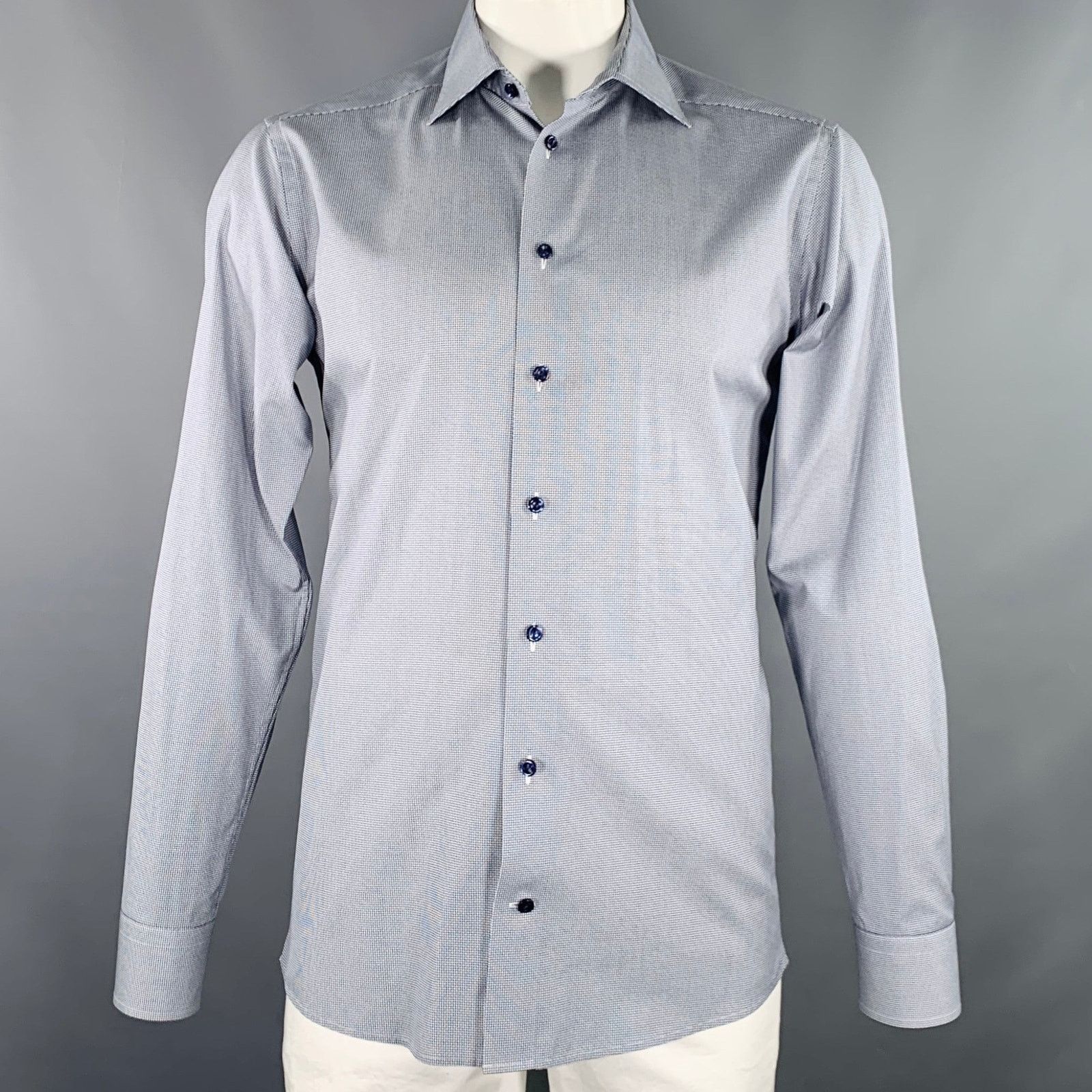 Eton ETON Size L Grey White Dots Cotton Long Sleeve Shirt Size US L / EU 52-54 / 3 - 1 Thumbnail